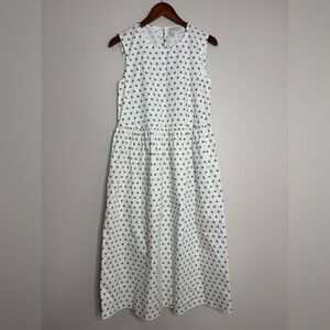 Daphne Wild White Clover Print Sleeveless Cotton Midi Dress Cottagecore Size 1